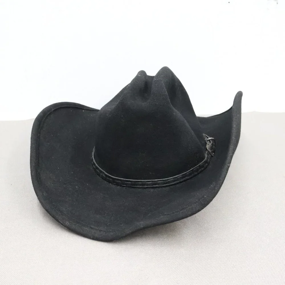 Vintage DPC Dorfman Pacific Co Mens Size 6 5/8 Cowboy Hat Wool Black 20.75